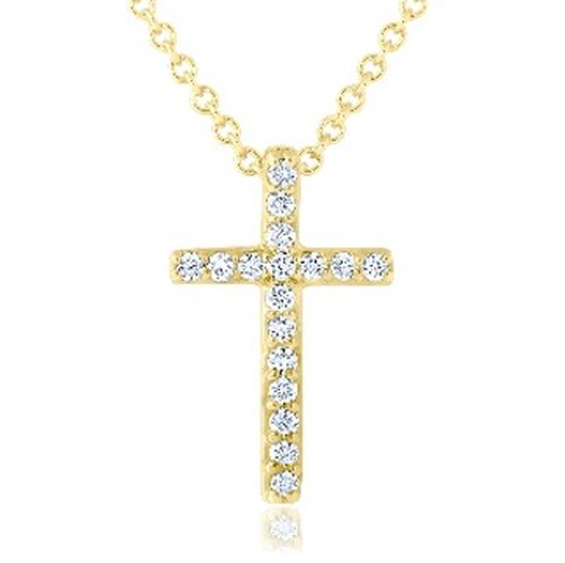 Diamond Cross Pendant in 14k Yellow Gold image number null